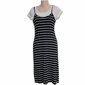 Cute Black & White Striped Dress Size M